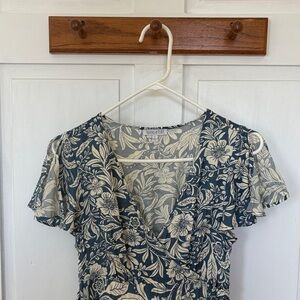 Navy and Cream Floral Dress